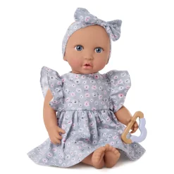 LullaBaby Lalka niemowlę w sukience i opasce, z dodatkowymi śpioszkami i kubkiem niekapkiem