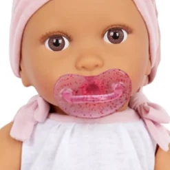 LullaBaby Lalka niemowlę ze smoczkiem, w dwuczęściowym ubranku i opasce