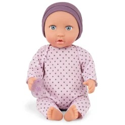 LullaBaby Lalka niemowlę ze smoczkiem, w piżamce w kropeczki i czapeczce