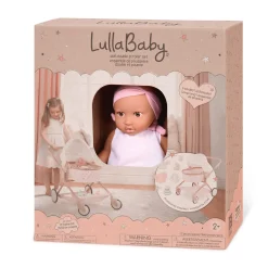 LullaBaby Lalka niemowlę z wózkiem gondolą i akcesoriami