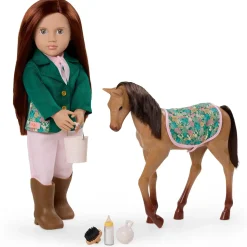 OurGeneration Lalka PHILIPPA 46cm - dżokejka ze źrebakiem i akcesoriami