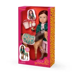 OurGeneration Lalka PHILIPPA 46cm - dżokejka ze źrebakiem i akcesoriami