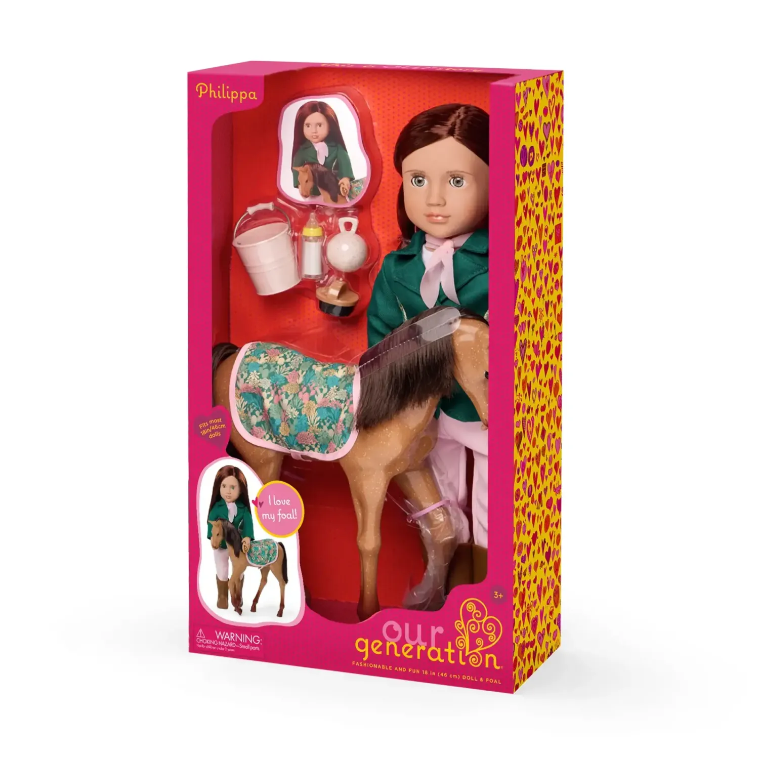 OurGeneration Lalka PHILIPPA 46cm - dżokejka ze źrebakiem i akcesoriami