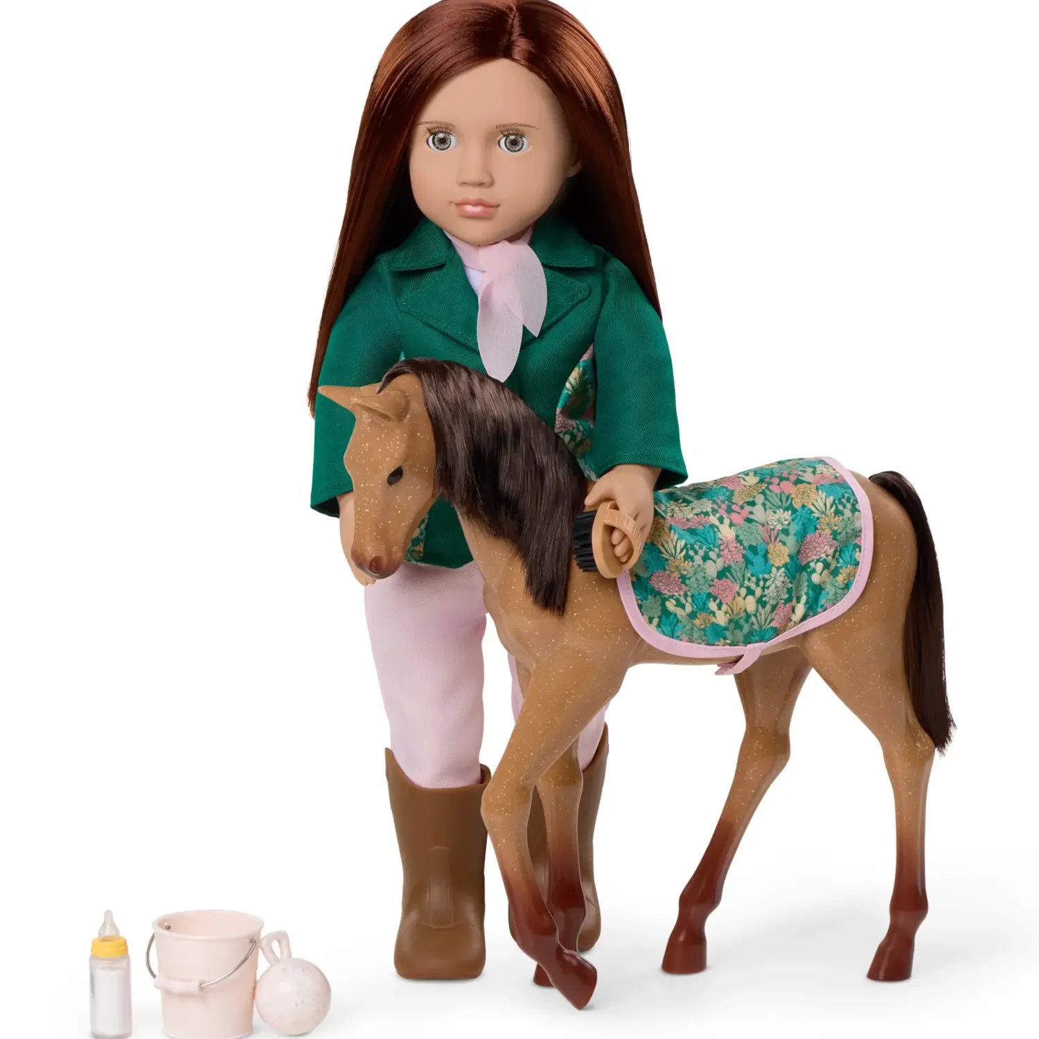 OurGeneration Lalka PHILIPPA 46cm - dżokejka ze źrebakiem i akcesoriami