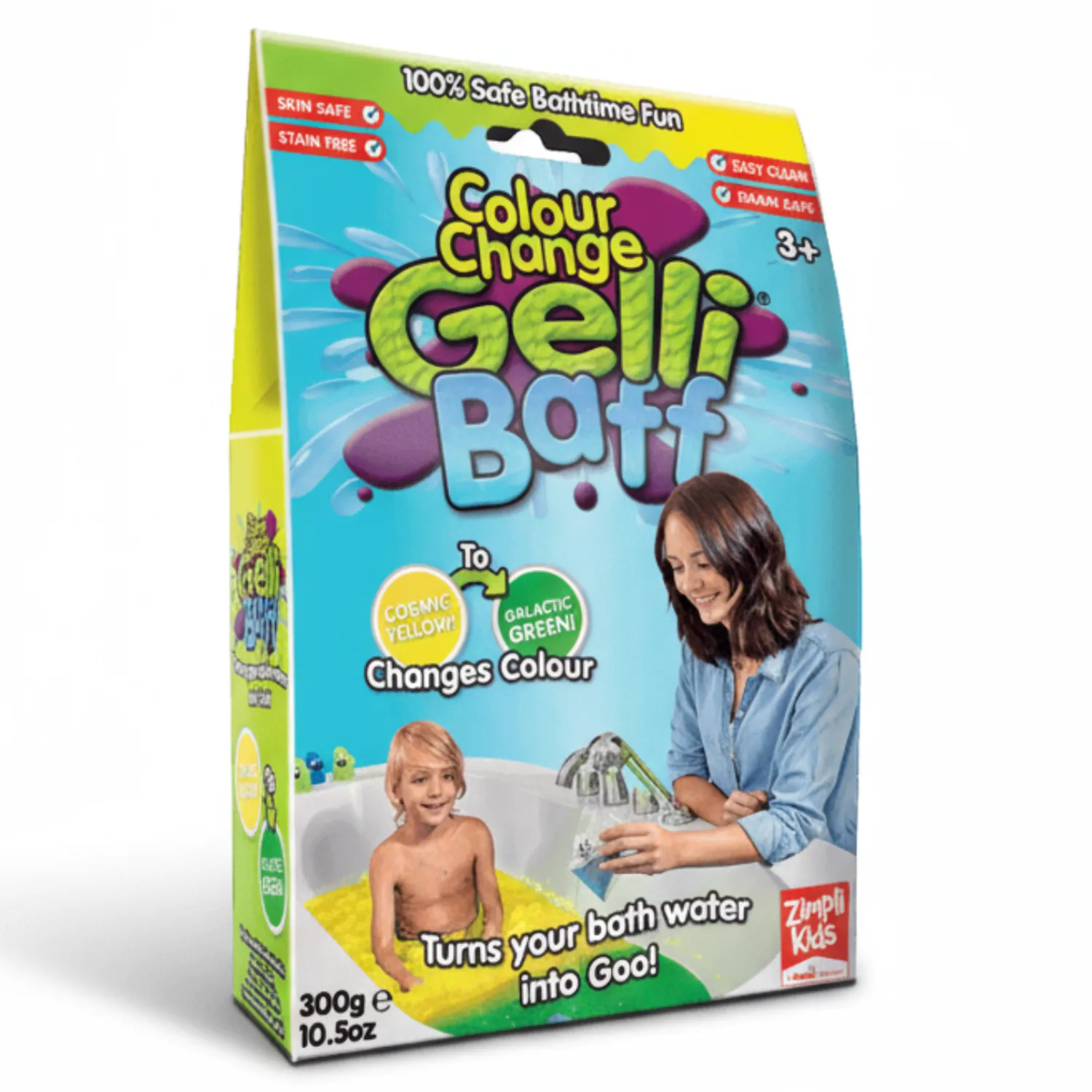 Zimpli Kids Magiczny proszek do kąpieli Gelli Baff Colour Change - kosmiczny żółty, 300 g