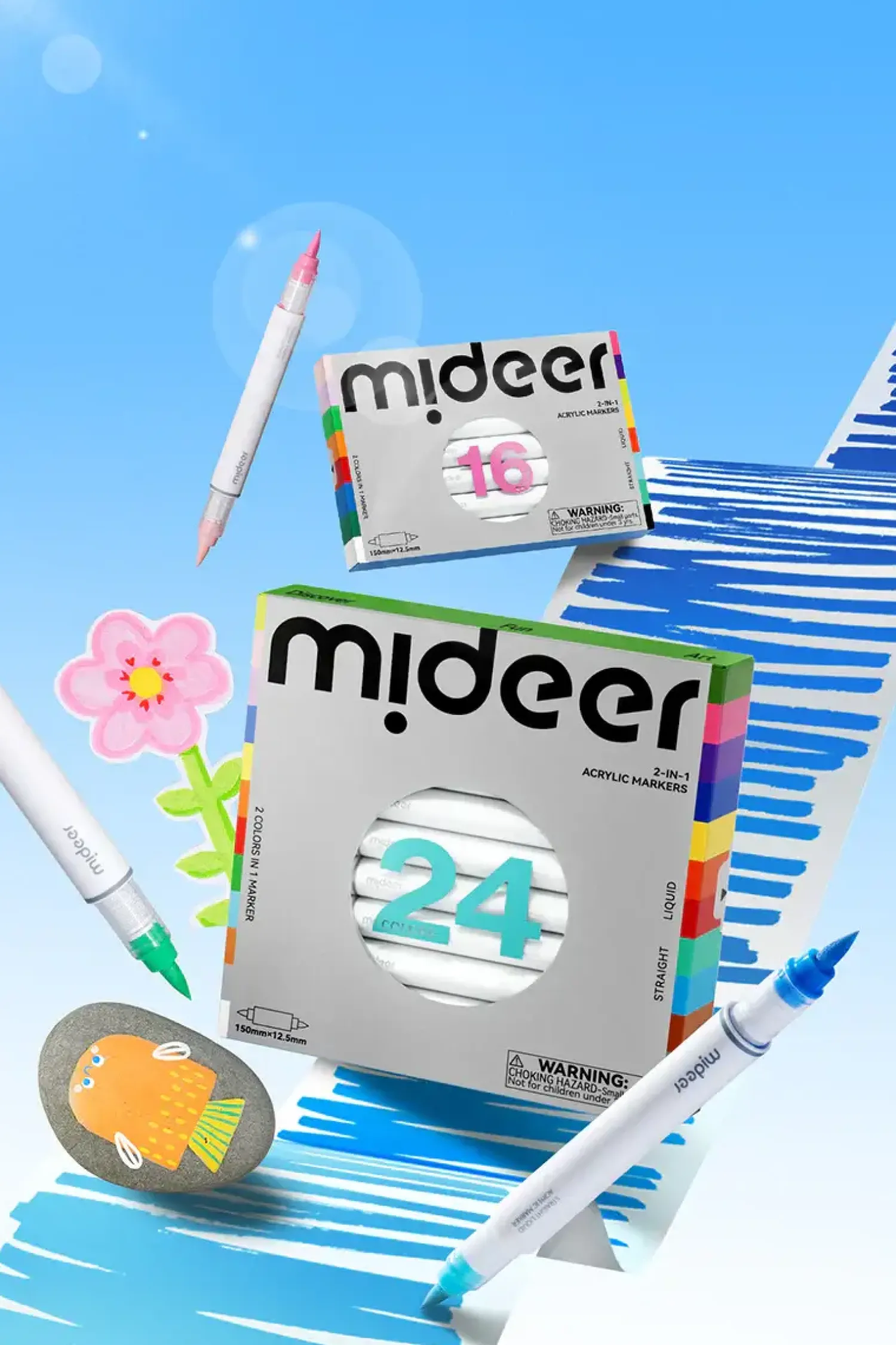 Mideer Markery akrylowe dwustronne 2w1 - 24 kolory