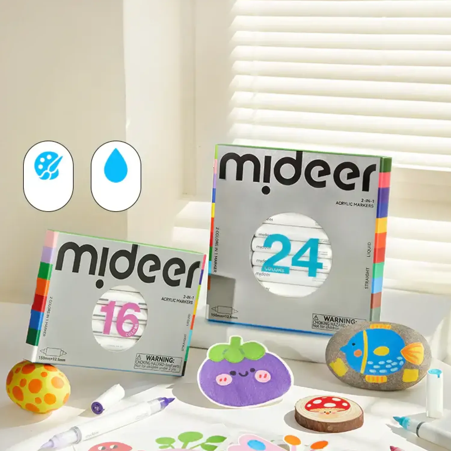 Mideer Markery akrylowe dwustronne 2w1 - 24 kolory