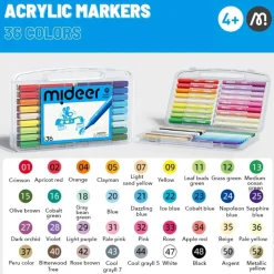 Mideer Markery akrylowe z pędzelkową końcówką w walizce (36 kolorów)