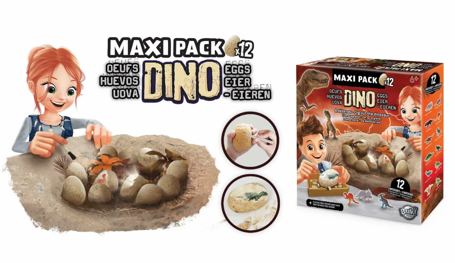 Buki Mega paka jajek dinozaura - 12 sztuk