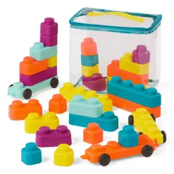 B.Toys Miękkie klocki sensoryczne z WAGONIKAMI - Buildin’ Squishies