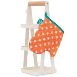 B.Toys Mini Chef - Pot-n-Pan Playset - zestaw realistycznych naczyń i przyborów kuchennych ze stojakiem
