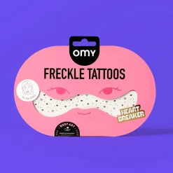 OMY Naklejki na twarz - PIEGI BROKATOWE W RÓŻOWE SERCA, 3szt.