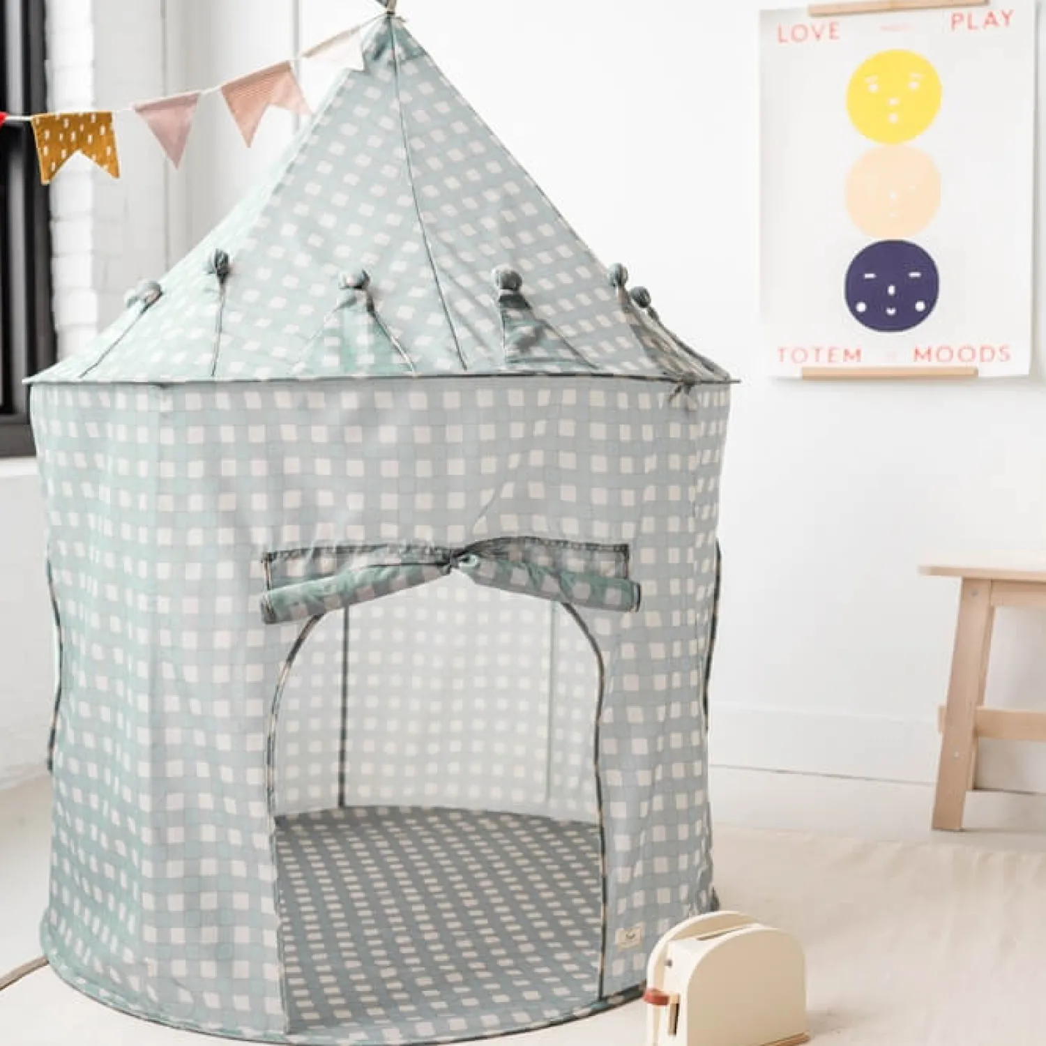 Dzieci 3 Sprouts Namiot dla Dzieci Recycled Gingham Blue