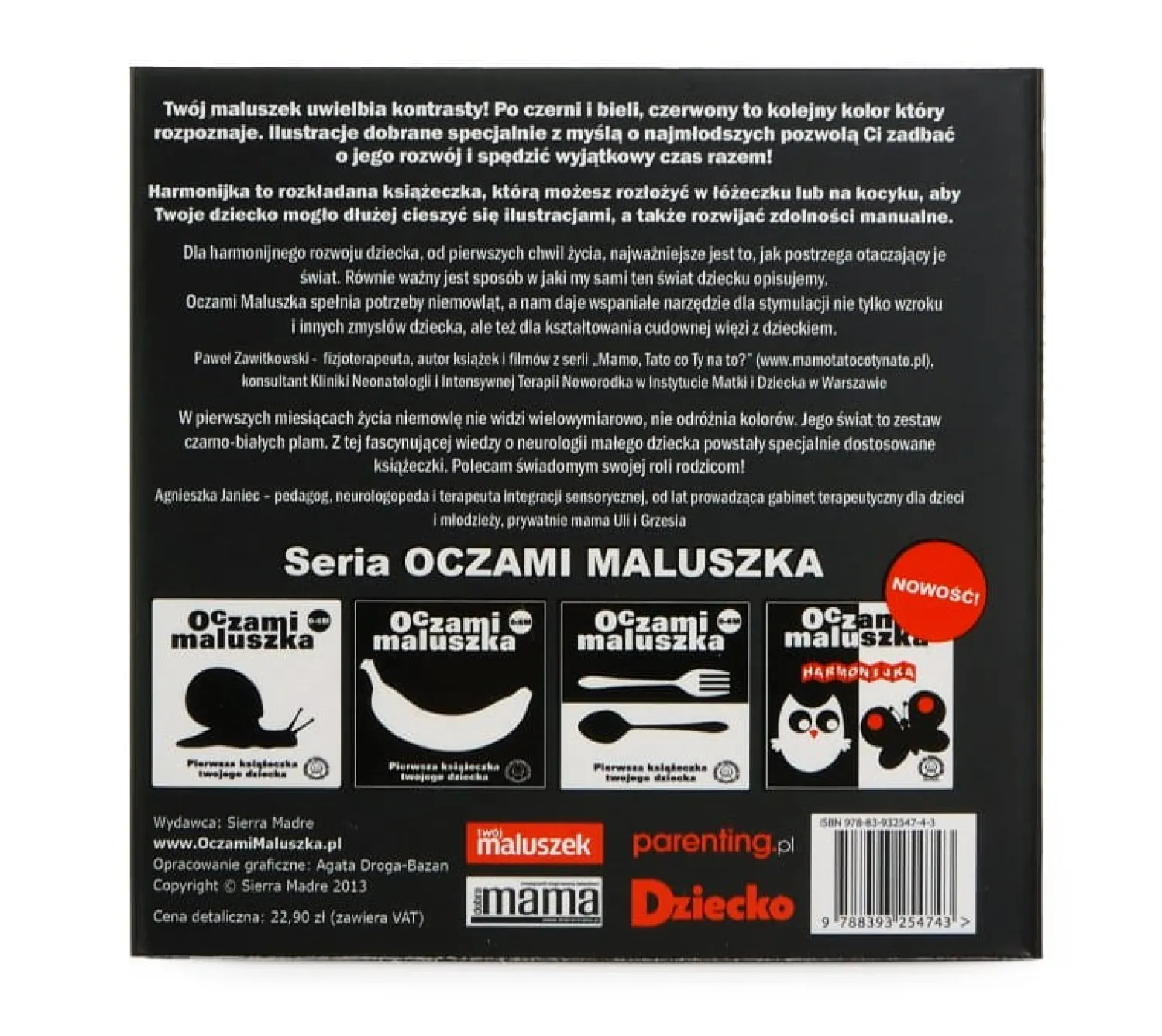 Wydawnictwo Tata Robi Książki Oczami Maluszka kontrastowa książeczka Harmonijka