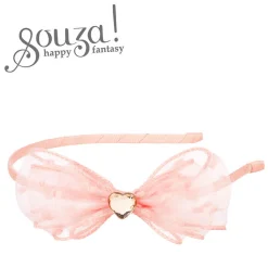 Souza! Opaska z kokardą i serduszkiem różowa Leah