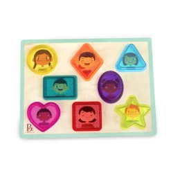 B.Toys Peek & Explore - Shapes & Emotions : drewniana układanka kształty i emocje z kolorowym filtrem