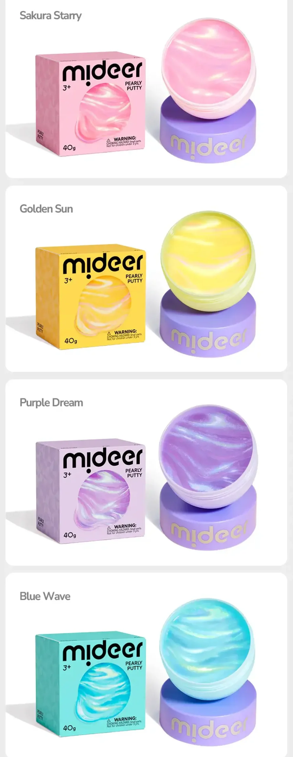 Mideer Perłowa masa sensoryczna Pearly Putty - sakura pink