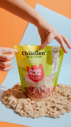 ChildGen Piasek kinetyczny, 100% NATURALNY SKŁAD - zapach brzoskwiniowy, opakowanie re-fill uzupełniające, 907g