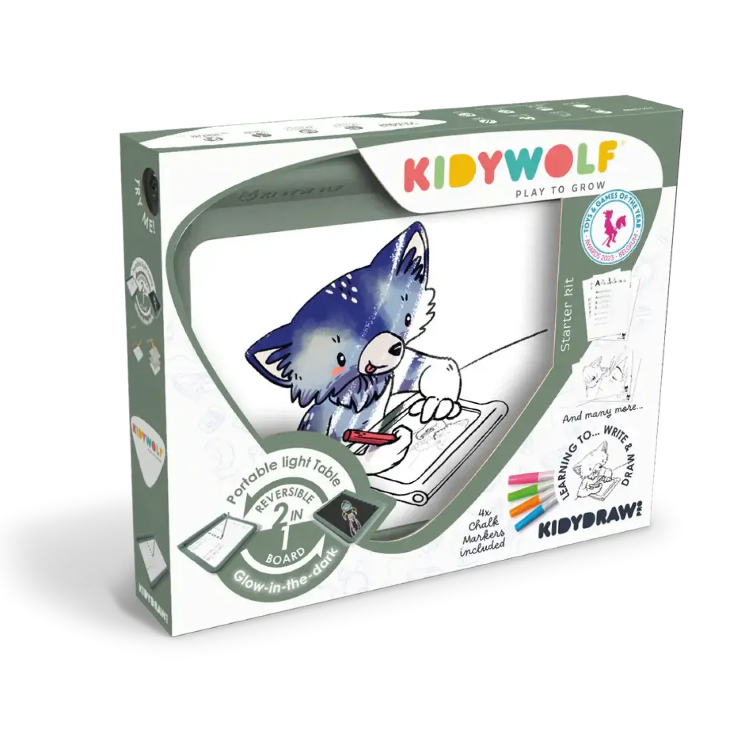 Kidywolf Podświetlany tablet do nauki pisania i rysowania KIDYDRAW-PRO - zielony