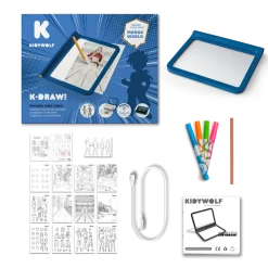 Kidywolf Podświetlany tablet do nauki pisania i rysowania KIDYDRAW-PRO - niebieski