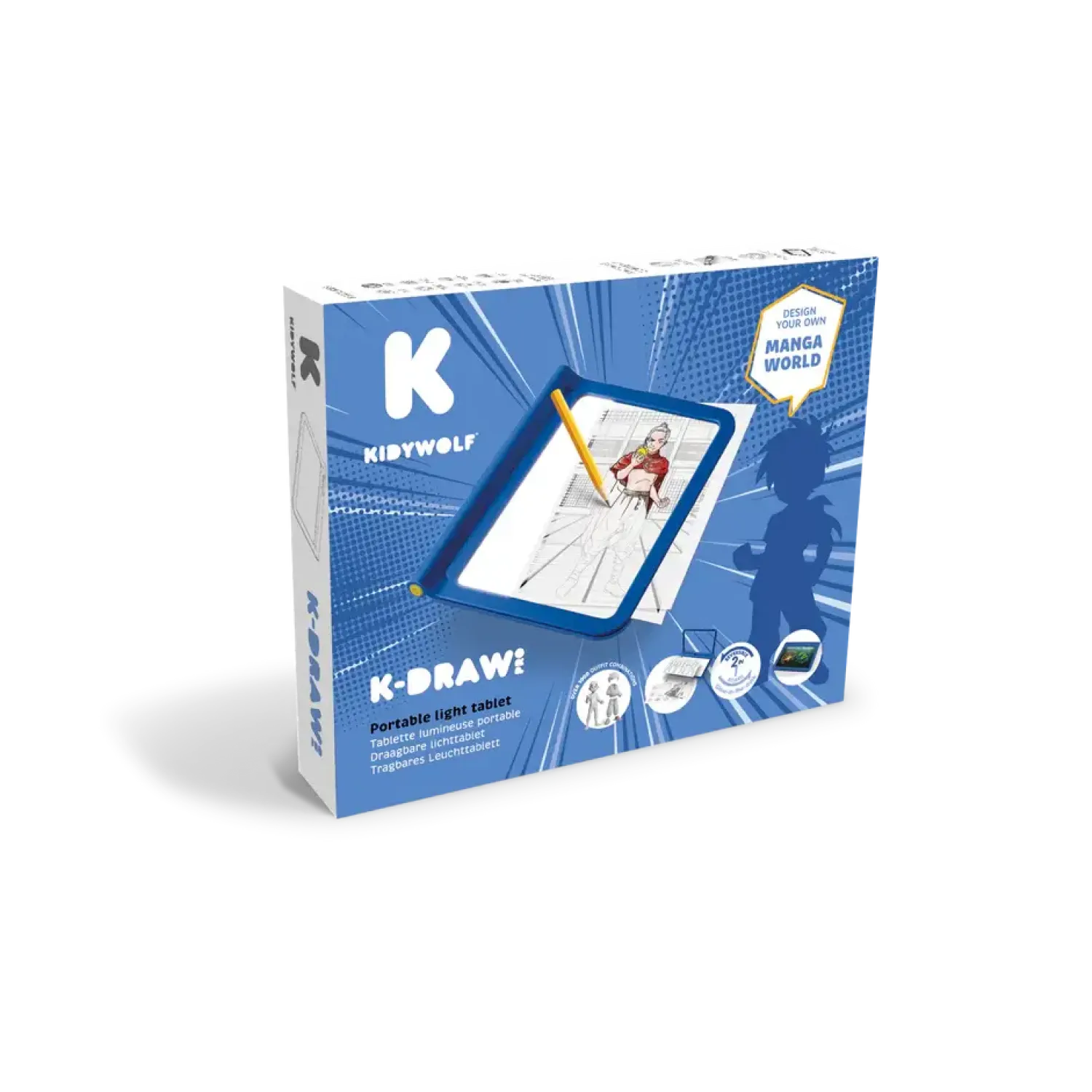 Kidywolf Podświetlany tablet do nauki pisania i rysowania KIDYDRAW-PRO - niebieski