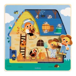Djeco Puzzle dla najmłodszych, 3 plansze- gospodarstwo