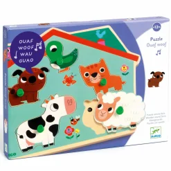 Djeco Puzzle drewniane z dźwiękiem FARMA