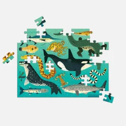Mudpuppy Puzzle dwustronne Drapieżniki lądowe i wodne 100 elementów 6+