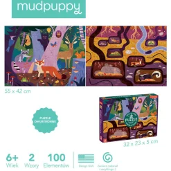 Mudpuppy Puzzle dwustronne Las nad i pod ziemią 100 elementów 6+