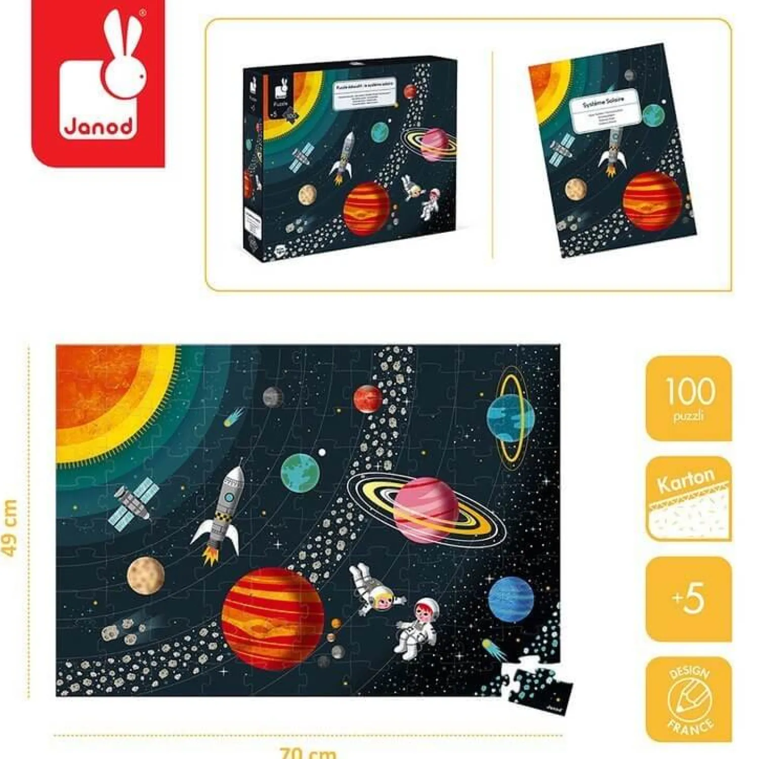 Janod Puzzle edukacyjne Układ słoneczny 100 elementów 5+