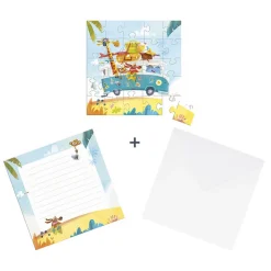 Janod Puzzle i kartka okolicznościowa 2w1 Road trip 3+
