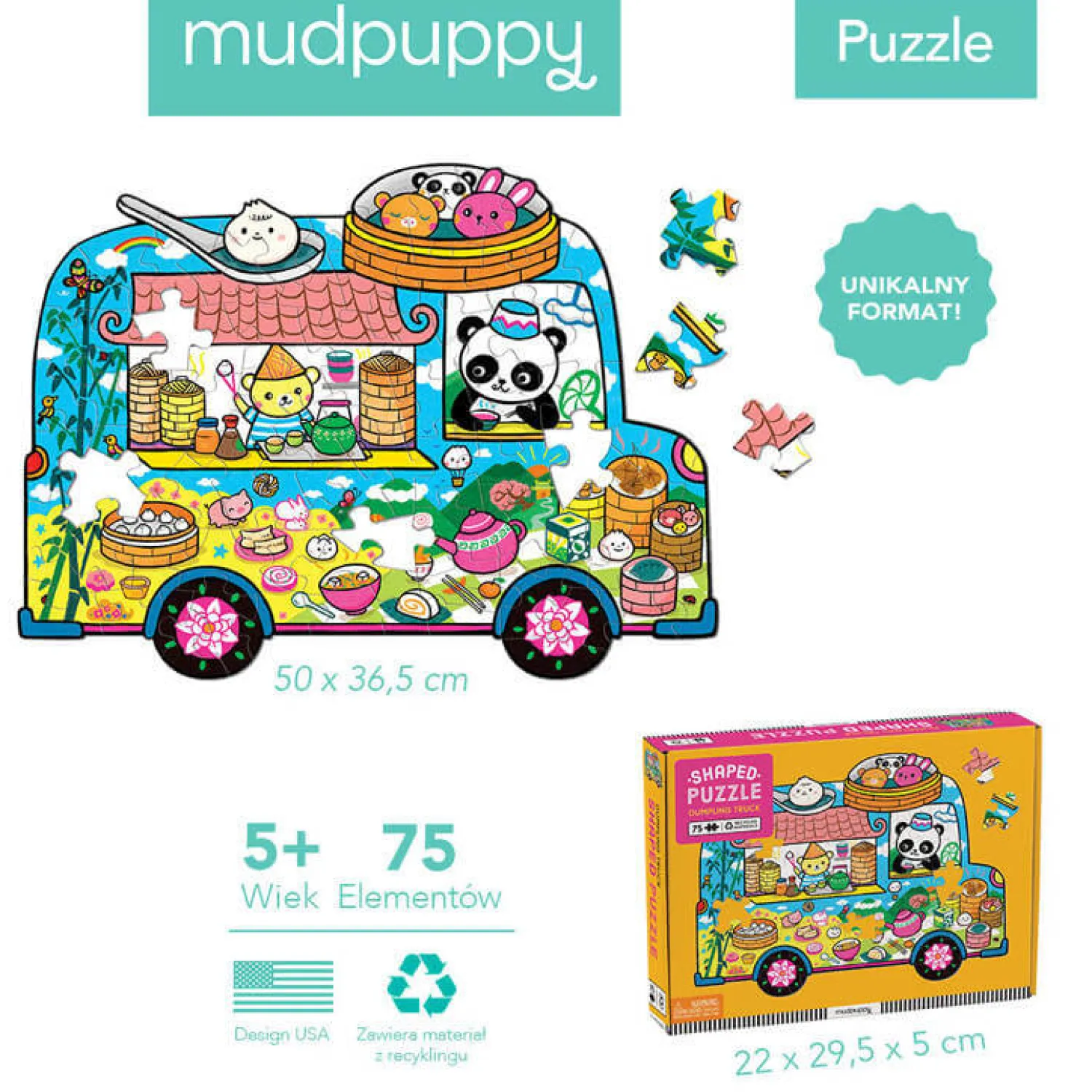 Mudpuppy Puzzle konturowe Food Truck 75 elementów 5+