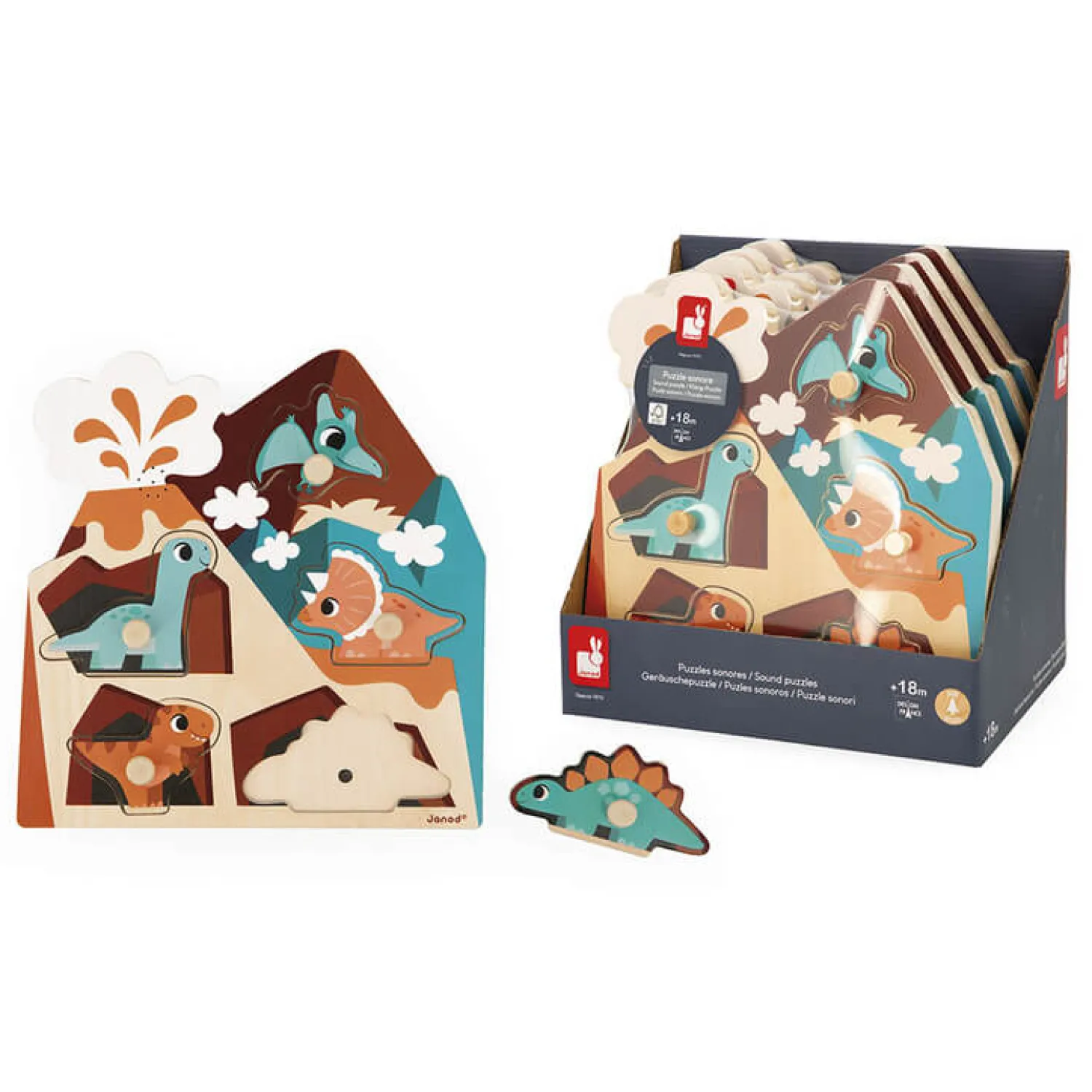 Janod Puzzle muzyczne Dinozaury 18m+