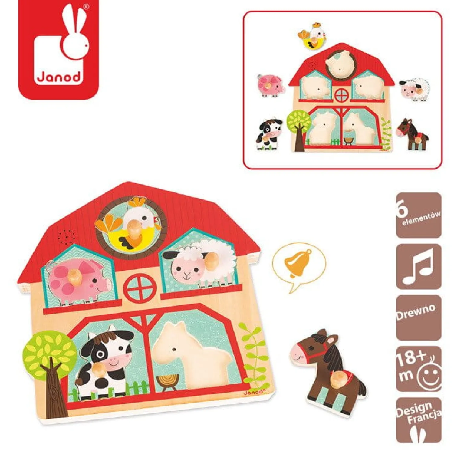 Janod Puzzle muzyczne Mieszkańcy farmy