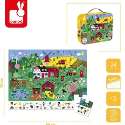 Janod Puzzle obserwacyjne w walizce Farma 24 elementy 3+