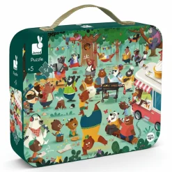 Janod Puzzle obserwacyjne w walizce Rodzina misiów 54 elementy 5+