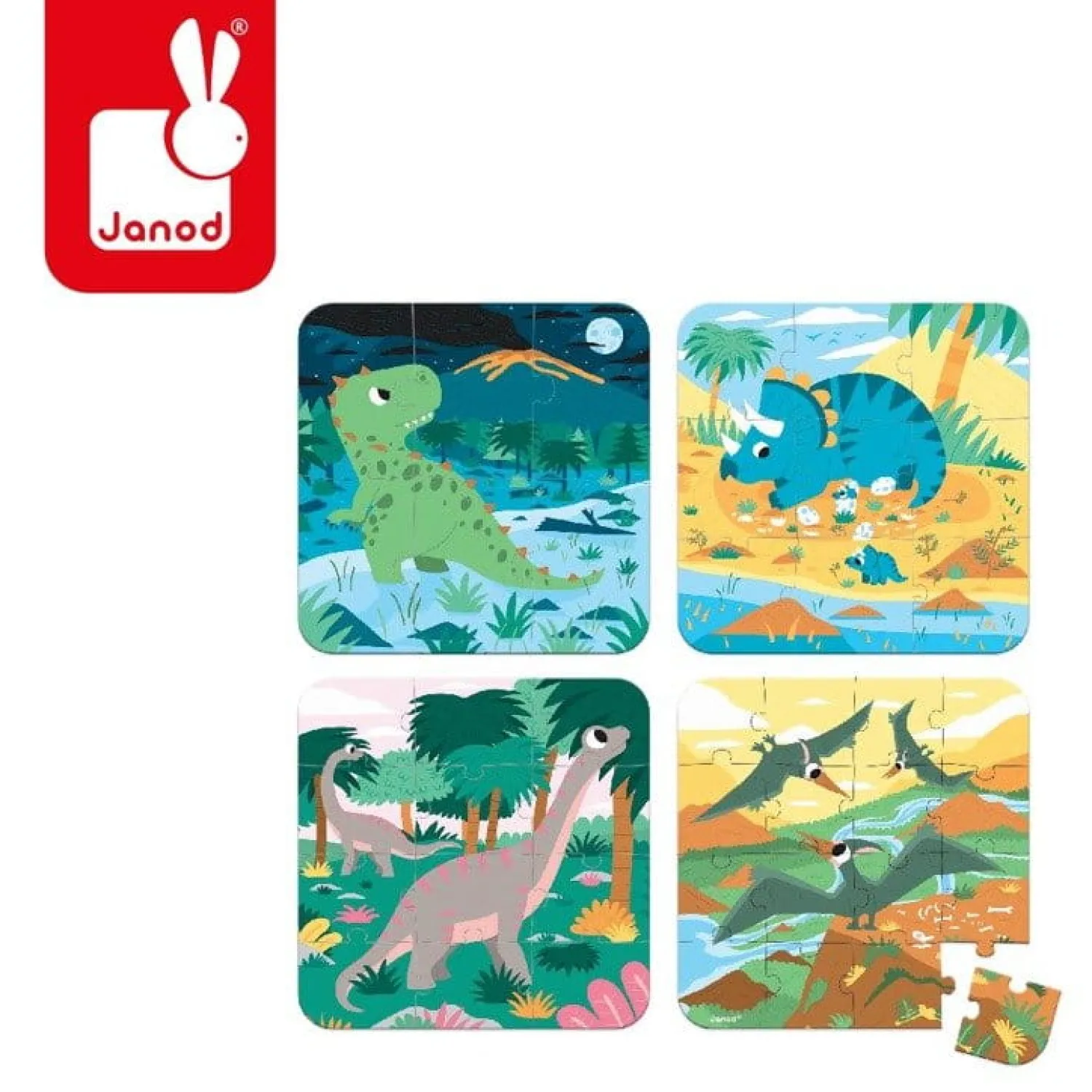 Janod Puzzle progresywne Dinozaury - 4 układanki 3+