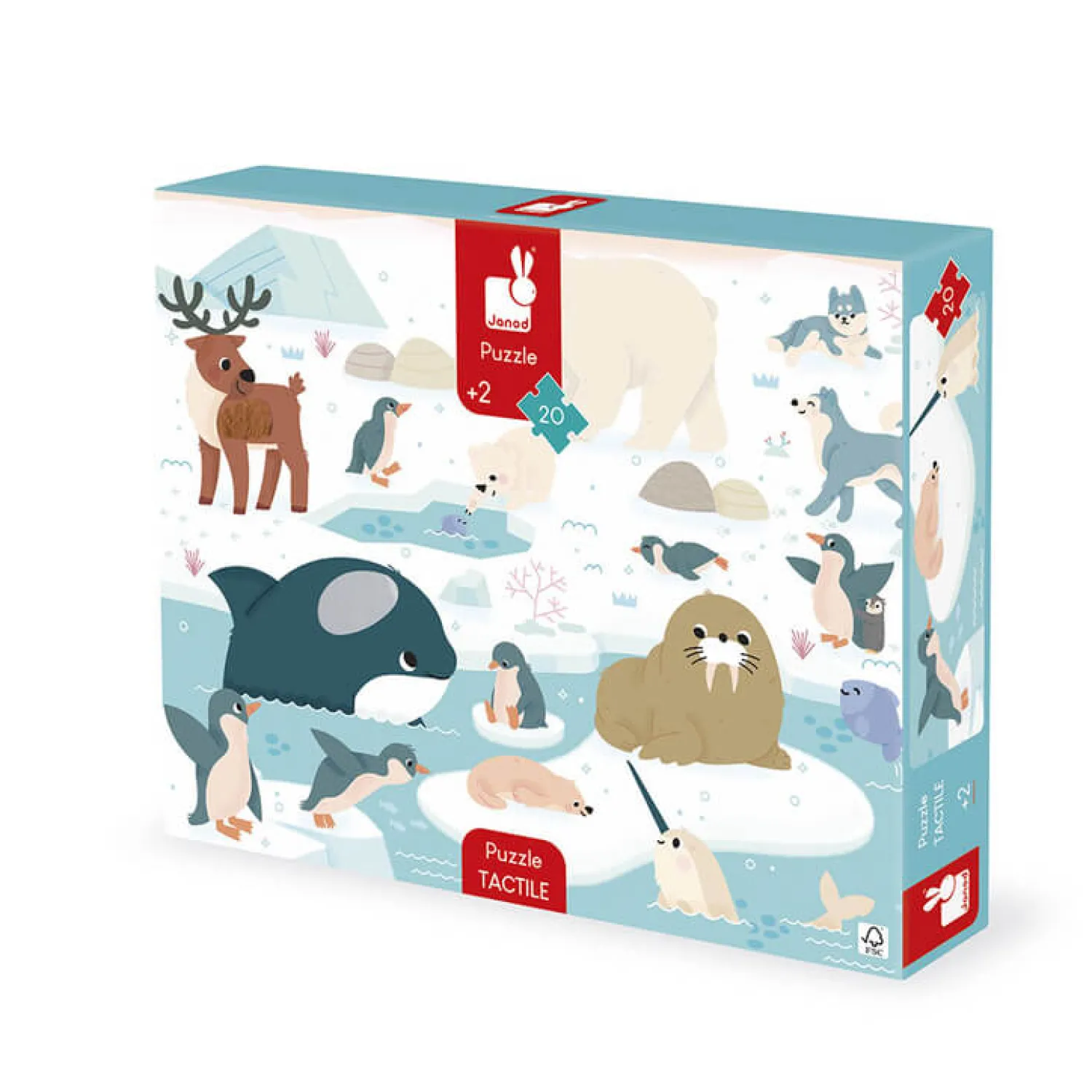 Janod Puzzle sensoryczne dotykowe Kraina polarna 20 el. 2+