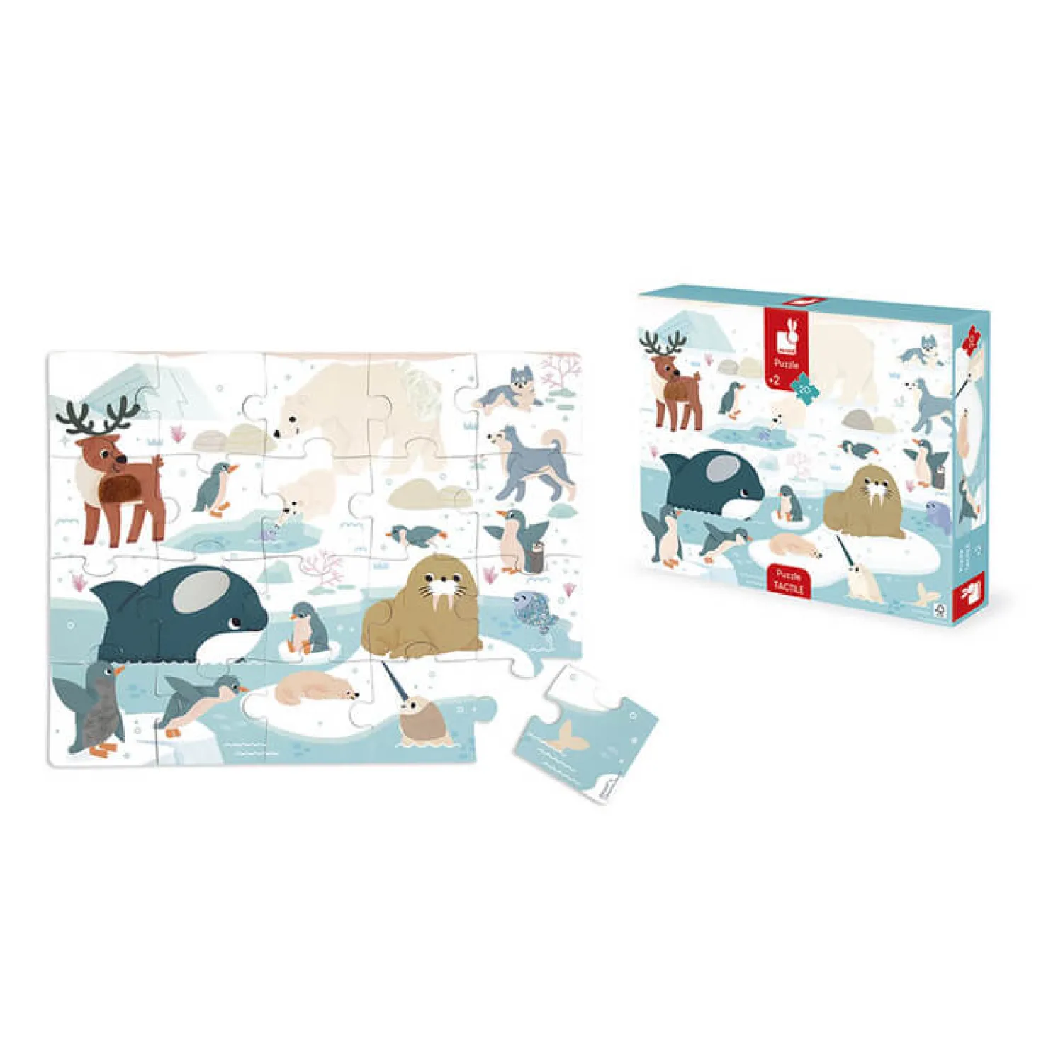 Janod Puzzle sensoryczne dotykowe Kraina polarna 20 el. 2+