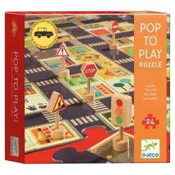 Djeco Puzzle ulice w mieście ze znakami drogowymi