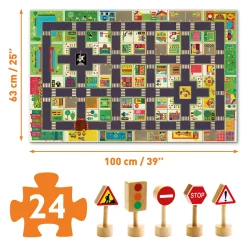 Djeco Puzzle ulice w mieście ze znakami drogowymi
