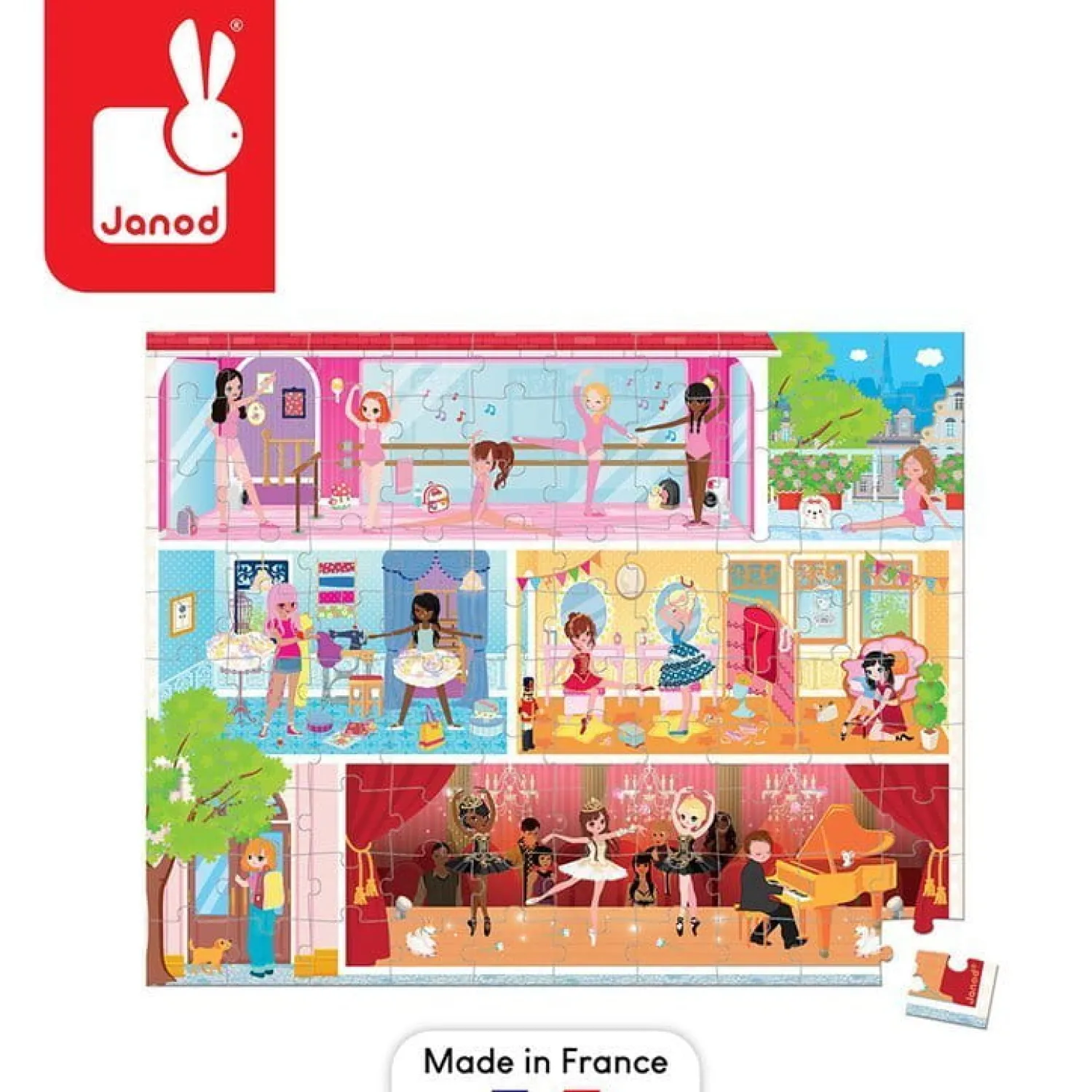 Janod Puzzle w walizce Akademia tańca 100 elementów 6+
