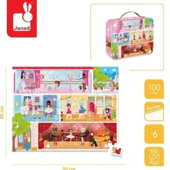 Janod Puzzle w walizce Akademia tańca 100 elementów 6+