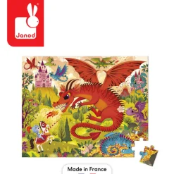 Janod Puzzle w walizce Królestwo smoków 54 elementy 5+