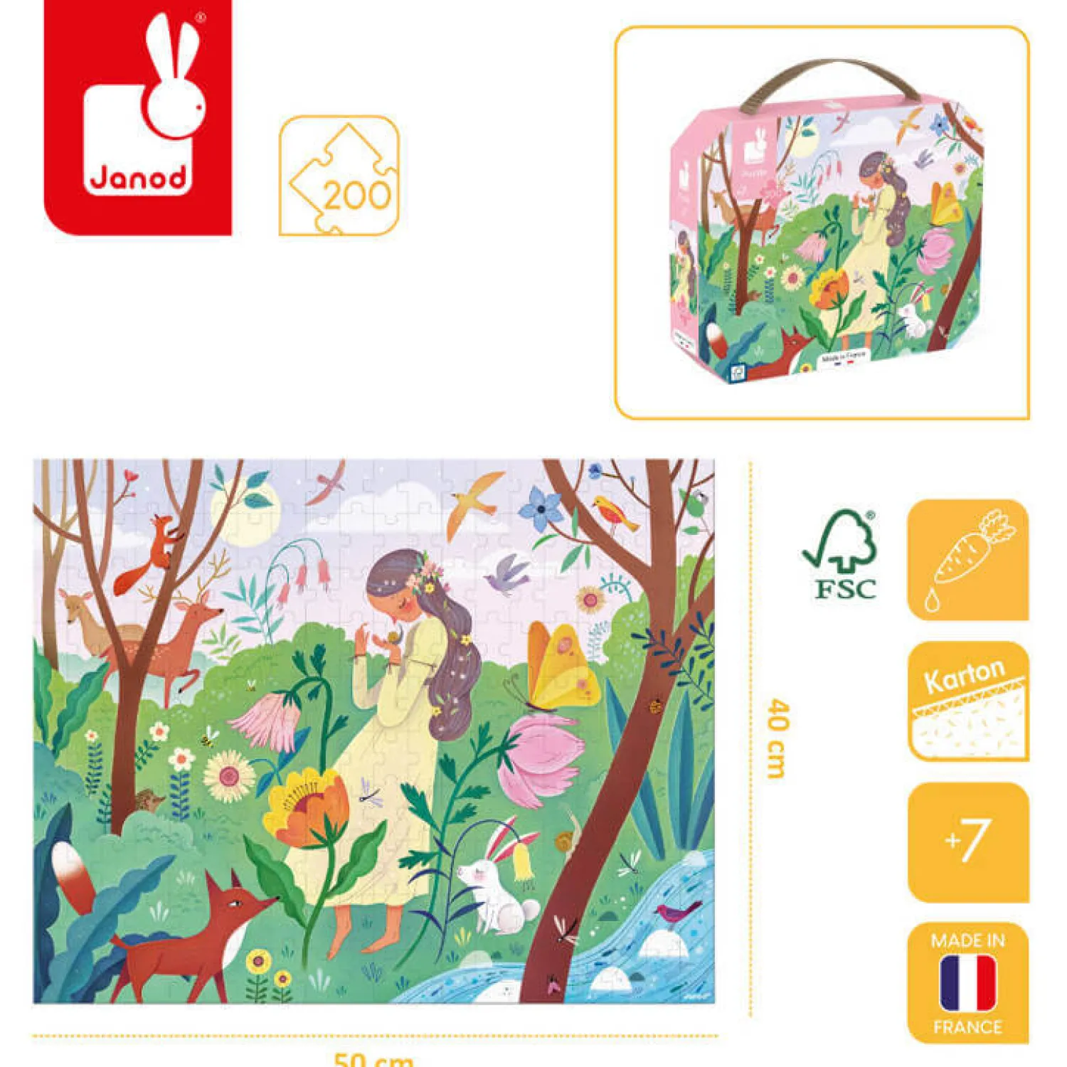 Janod Puzzle w walizce Matka natura 200 elementów