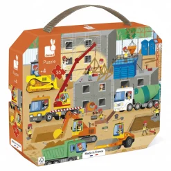 Janod Puzzle w walizce Plac budowy 36 elementów 4+