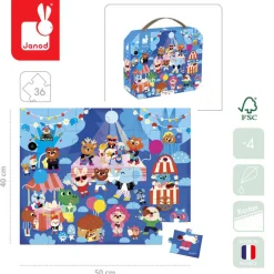 Janod Puzzle w walizce Przyjęcie 36 elementów 4+