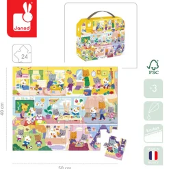 Janod Puzzle w walizce Rytm dnia 24 elementy 3+