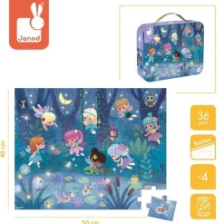Janod Puzzle w walizce Wróżki i lilie wodne - 36 elementów 4+