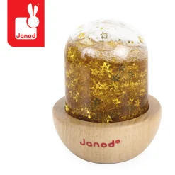 Janod Sensoryczna kula śnieżna z brokatem 12m+ żółta